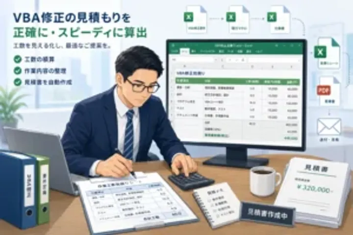 Excel VBA修正依頼で見積が変わるポイント｜画面・帳票・データ量の見方
