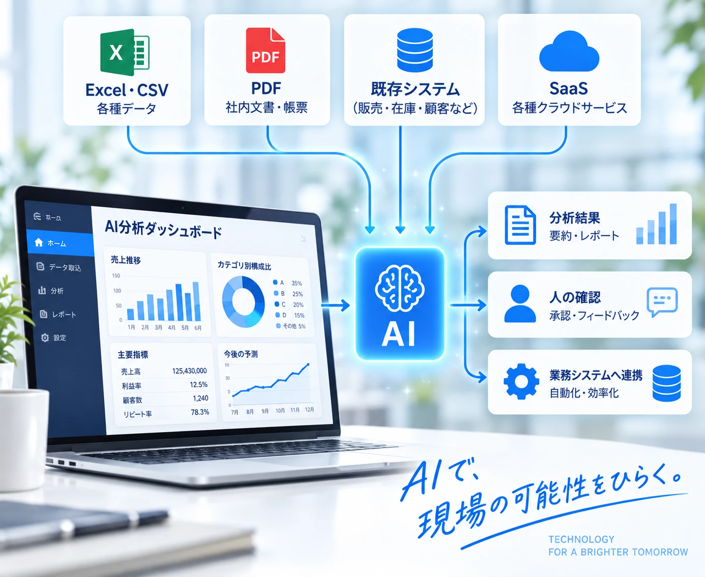 既存データと生成AIを連携した業務システム開発のイメージ