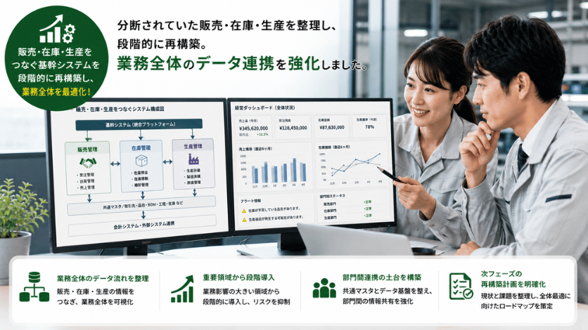 古い業務システムを段階的に再構築のイメージ