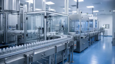 製薬メーカーの自動化された製造ライン
